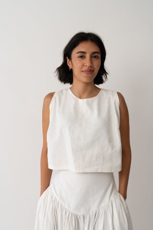 Ruth Linen Top White