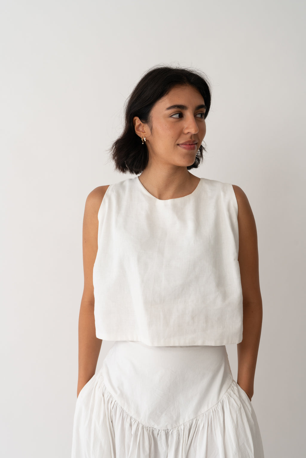 Ruth Linen Top White