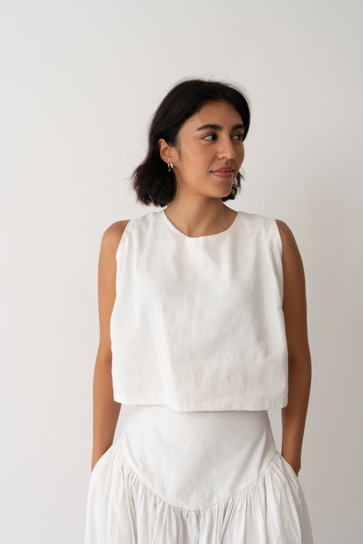 Ruth Linen Top White