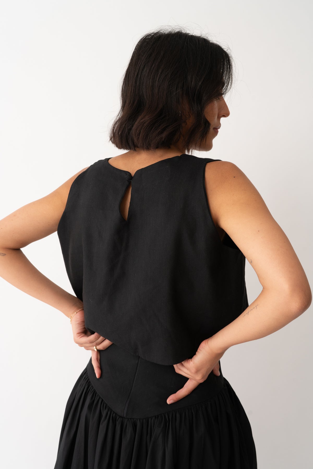 Ruth Linen Top Black