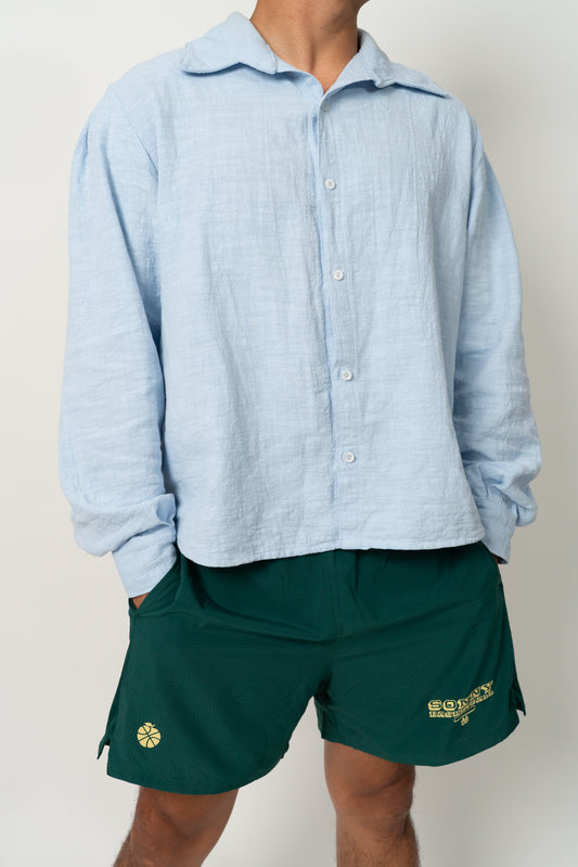 Luke Button Up Shirt Blue Textured