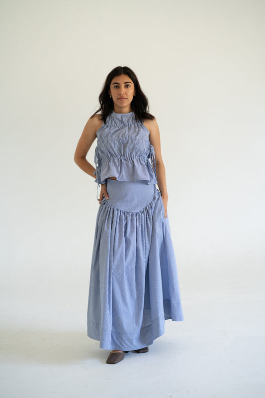 Sarah Skirt Blue Stripe