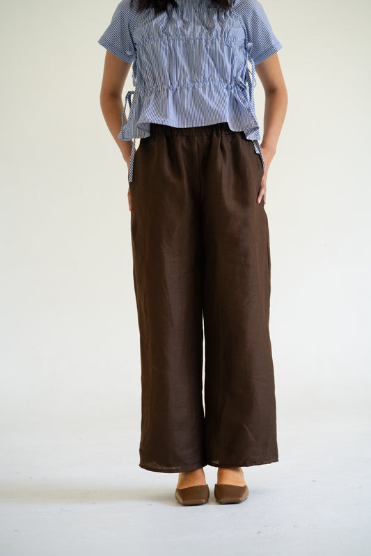 Eden Linen Pants Chocolate Brown